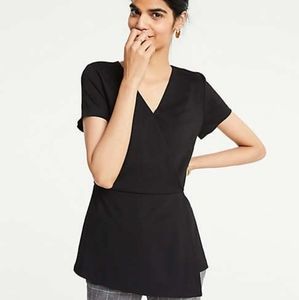 Black Ponte Peplum Top by Ann Taylor